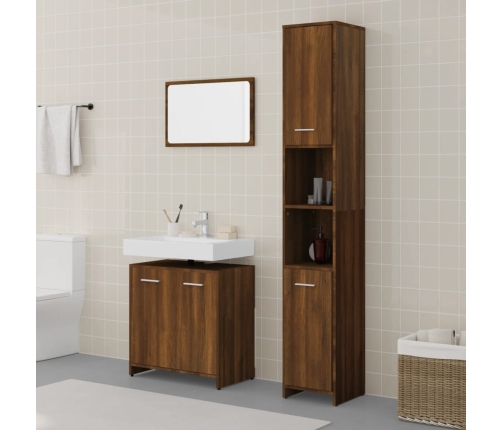 Set de muebles baño 3 pzas madera contrachapada roble marrón