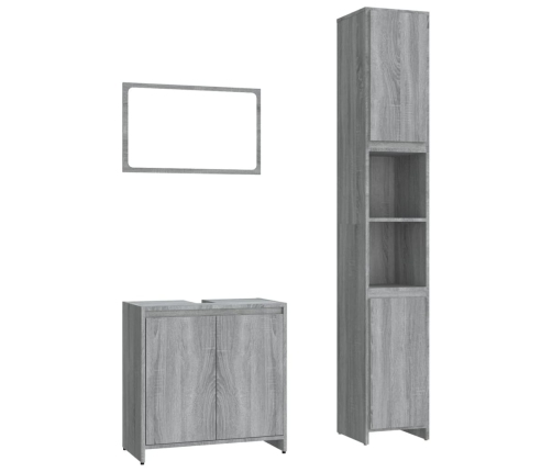 Set de muebles de baño 3 pzas madera contrachapada gris sonoma