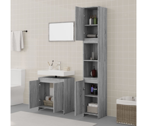 Set de muebles de baño 3 pzas madera contrachapada gris sonoma