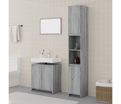 Set de muebles de baño 3 pzas madera contrachapada gris sonoma