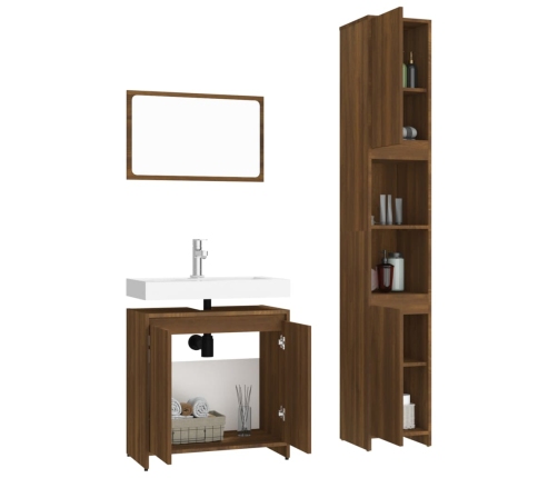 Set de muebles baño 3 pzas madera contrachapada roble marrón