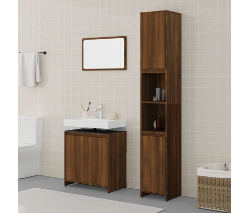 Set de muebles baño 3 pzas madera contrachapada roble marrón