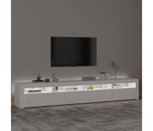 Mueble de TV con luces LED blanco 240x35x40 cm