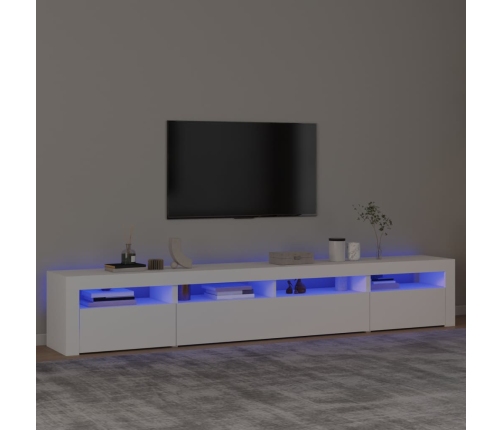 Mueble de TV con luces LED blanco 240x35x40 cm