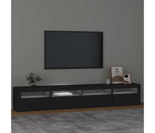 Mueble de TV con luces LED Negro 240x35x40 cm