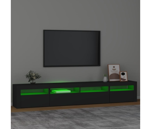 Mueble de TV con luces LED Negro 240x35x40 cm