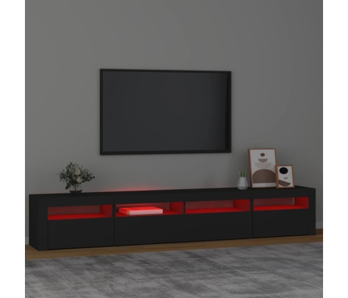 Mueble de TV con luces LED Negro 240x35x40 cm