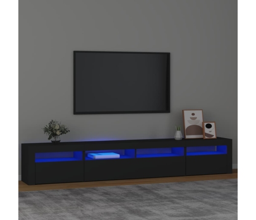 Mueble de TV con luces LED Negro 240x35x40 cm