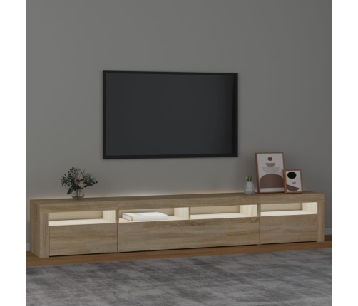 vidaXL Mueble de TV con luces LED roble Sonoma 240x35x40 cm