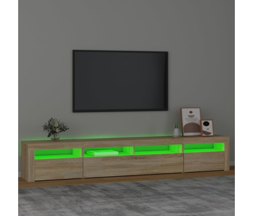 vidaXL Mueble de TV con luces LED roble Sonoma 240x35x40 cm