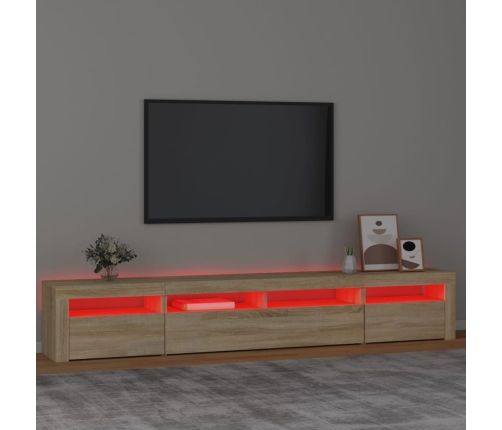 vidaXL Mueble de TV con luces LED roble Sonoma 240x35x40 cm