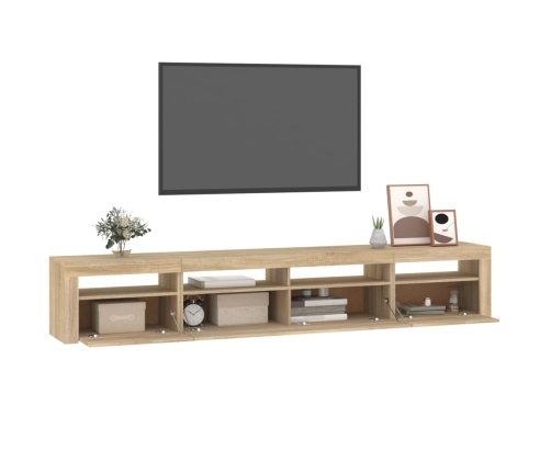 vidaXL Mueble de TV con luces LED roble Sonoma 240x35x40 cm