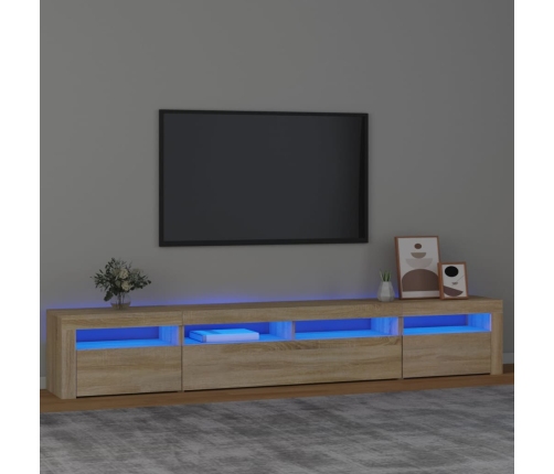 vidaXL Mueble de TV con luces LED roble Sonoma 240x35x40 cm