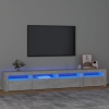 Mueble de TV con luces LED gris hormigón 240x35x40 cm