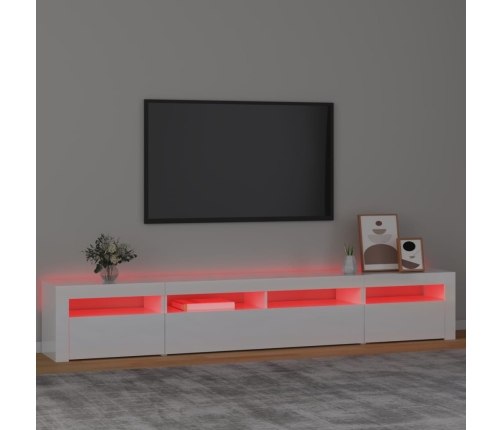 Mueble de TV con luces LED blanco brillante 240x35x40 cm