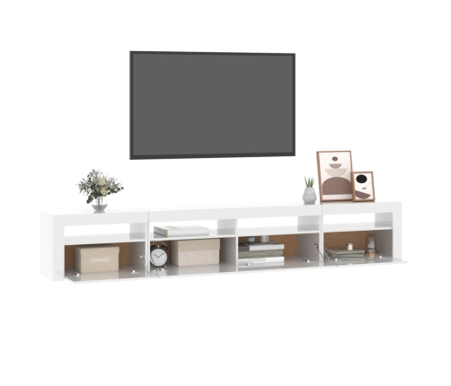 Mueble de TV con luces LED blanco brillante 240x35x40 cm