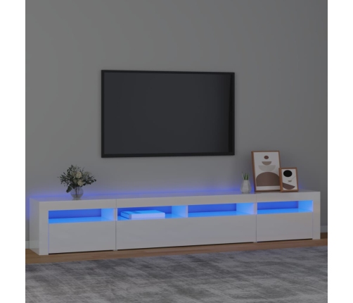 Mueble de TV con luces LED blanco brillante 240x35x40 cm