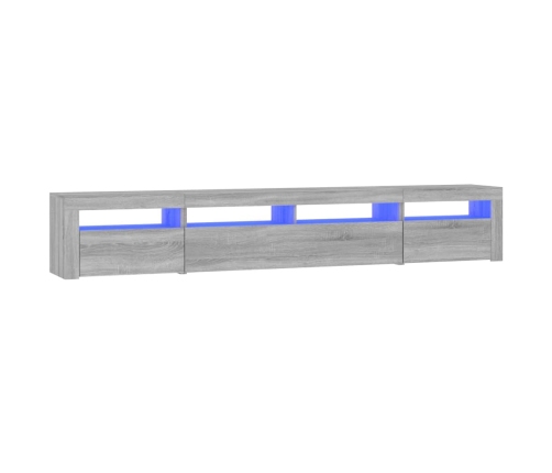 Mueble de TV con luces LED gris Sonoma 240x35x40 cm