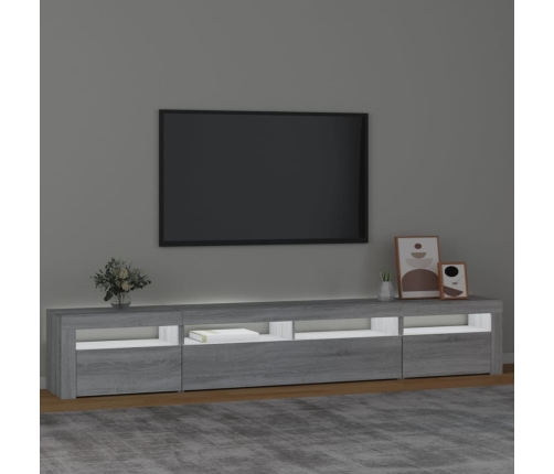 Mueble de TV con luces LED gris Sonoma 240x35x40 cm