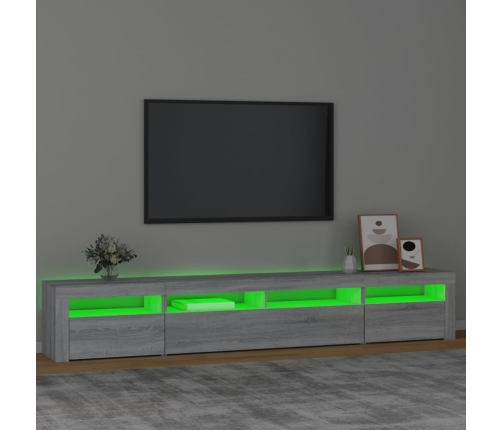 Mueble de TV con luces LED gris Sonoma 240x35x40 cm