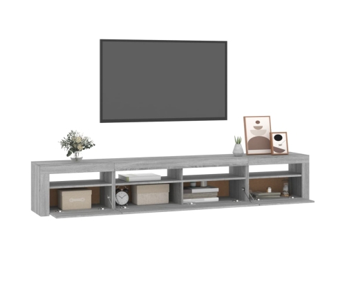 Mueble de TV con luces LED gris Sonoma 240x35x40 cm