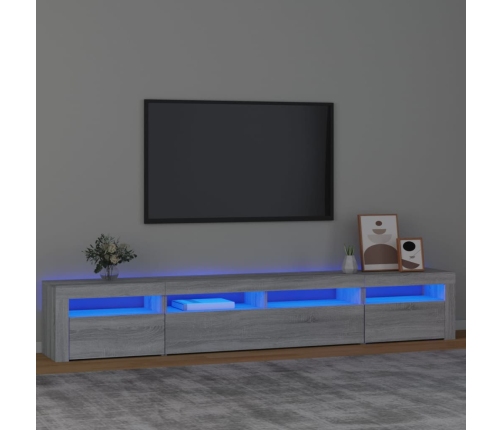 Mueble de TV con luces LED gris Sonoma 240x35x40 cm