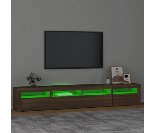 Mueble de TV con luces LED marrón roble 240x35x40 cm