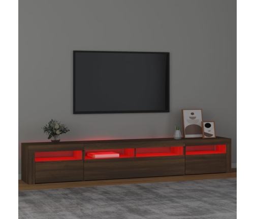 Mueble de TV con luces LED marrón roble 240x35x40 cm