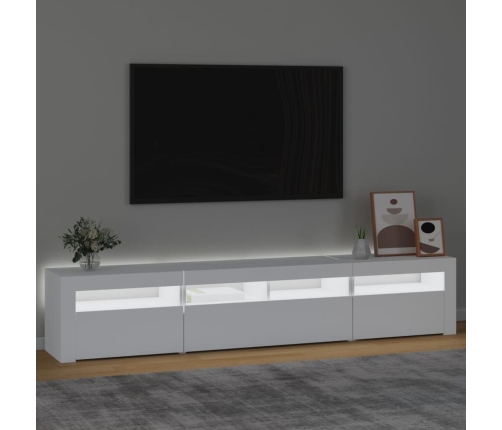 Mueble de TV con luces LED blanco 210x35x40 cm