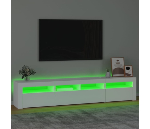 Mueble de TV con luces LED blanco 210x35x40 cm