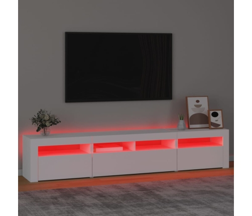 Mueble de TV con luces LED blanco 210x35x40 cm