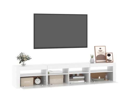 Mueble de TV con luces LED blanco 210x35x40 cm