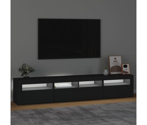 Mueble de TV con luces LED Negro 210x35x40 cm