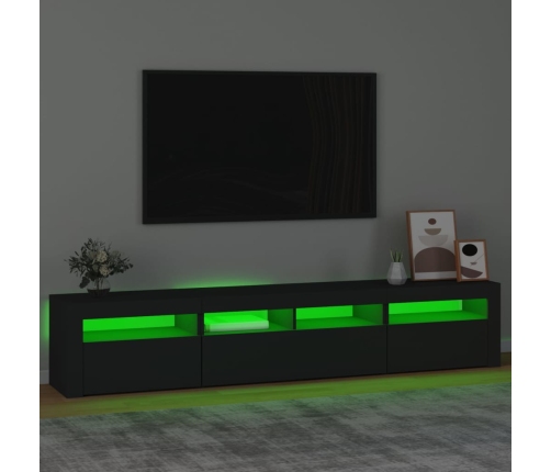 Mueble de TV con luces LED Negro 210x35x40 cm