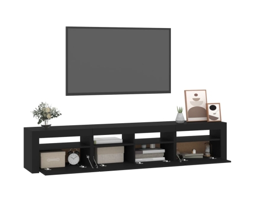 Mueble de TV con luces LED Negro 210x35x40 cm