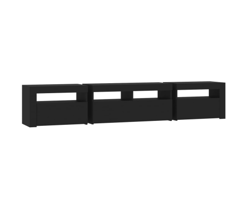 Mueble de TV con luces LED Negro 210x35x40 cm