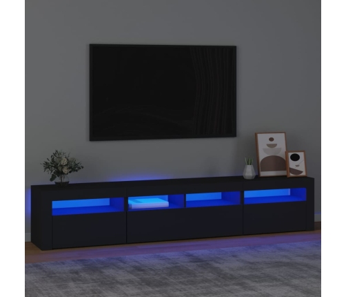 Mueble de TV con luces LED Negro 210x35x40 cm