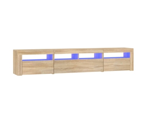 vidaXL Mueble de TV con luces LED roble Sonoma 210x35x40 cm