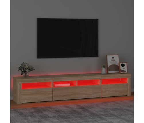 vidaXL Mueble de TV con luces LED roble Sonoma 210x35x40 cm