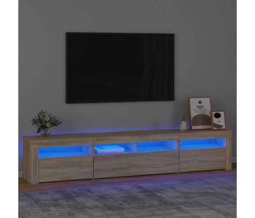 vidaXL Mueble de TV con luces LED roble Sonoma 210x35x40 cm