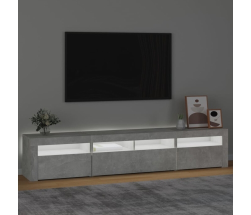 Mueble de TV con luces LED gris hormigón 210x35x40 cm