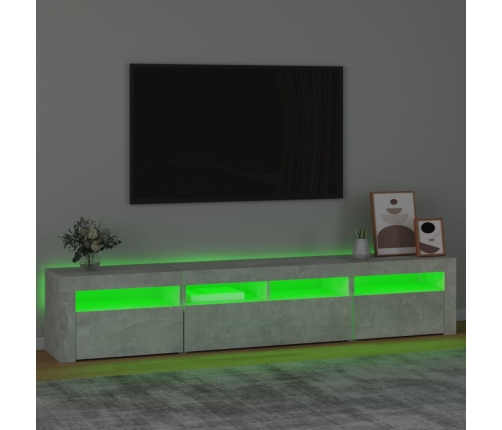 Mueble de TV con luces LED gris hormigón 210x35x40 cm