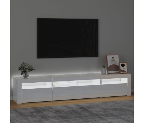 Mueble de TV con luces LED blanco brillante 210x35x40 cm