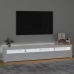 Mueble de TV con luces LED blanco brillante 210x35x40 cm