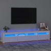 Mueble de TV con luces LED blanco brillante 210x35x40 cm