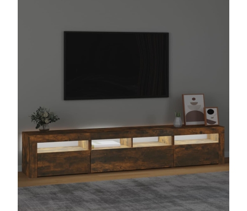 Mueble de TV con luces LED color roble ahumado 210x35x40 cm