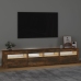 Mueble de TV con luces LED color roble ahumado 210x35x40 cm