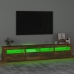 Mueble de TV con luces LED color roble ahumado 210x35x40 cm