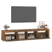 Mueble de TV con luces LED color roble ahumado 210x35x40 cm