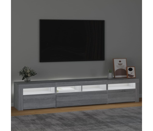 Mueble de TV con luces LED gris Sonoma 210x35x40 cm